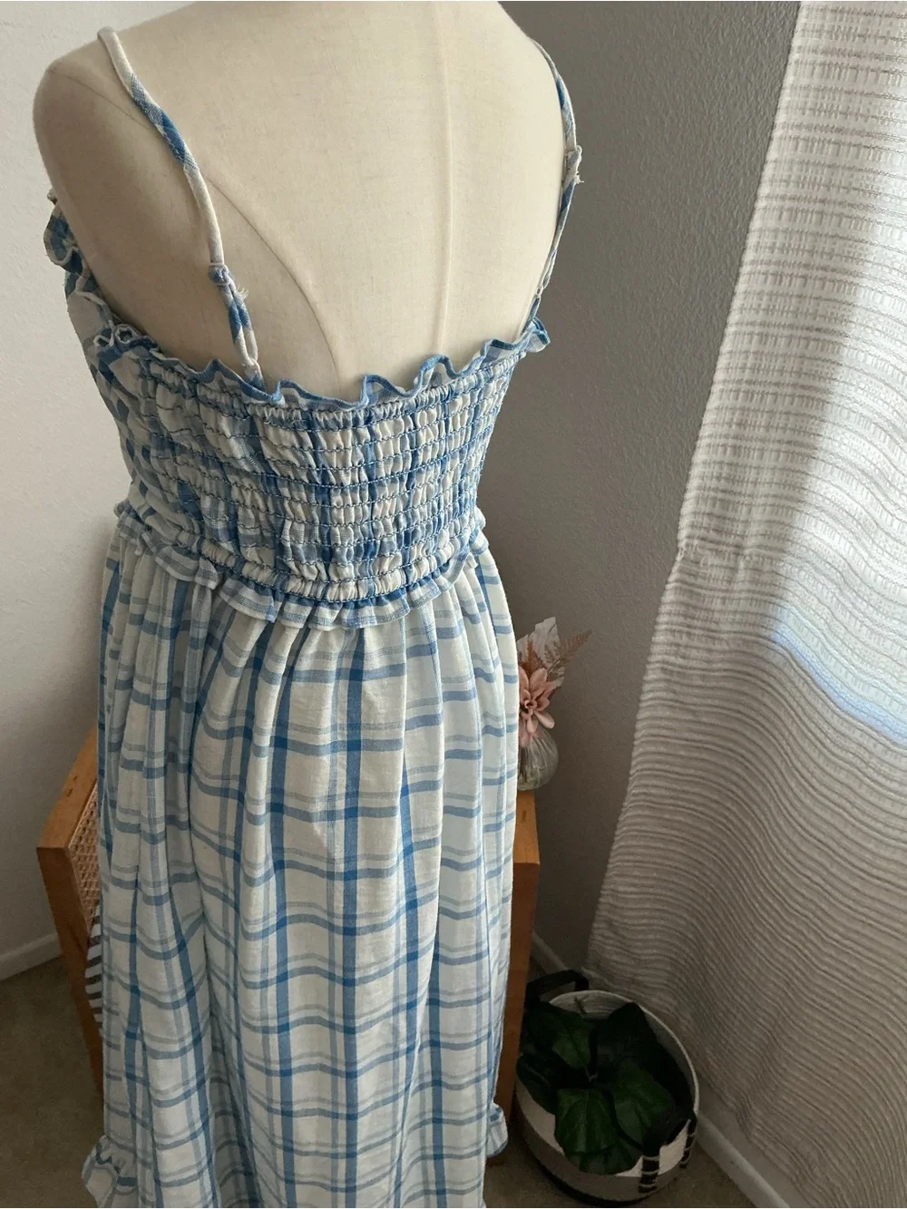 Max Studio Blue & White Plaid Ruffle Midi Dress - Picture 5 of 11